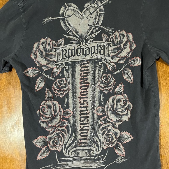 Womens Red chapter By Mark Palmer Shirt size XL Black Y2K Grunge - Picture 7 of 7